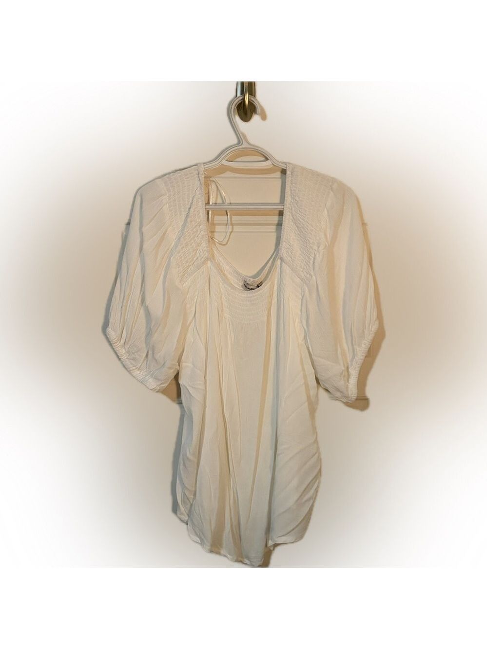 Alexander Jordan White Boho Blouse – 1X – Smocked Square Neckline